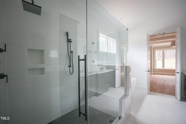 913 Harrison Ridge Rd, Wake Forest, NC 27587 - full bathroom featuring a stall shower, plenty of natural light, and a soaking tub
