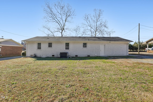 1246 NC-27, Benson, NC 27504 - back of property with cooling unit, a yard, and crawl space