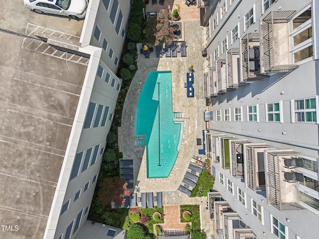 222 Glenwood Ave Unit 213, Raleigh, NC 27603 - drone / aerial view of a pool area