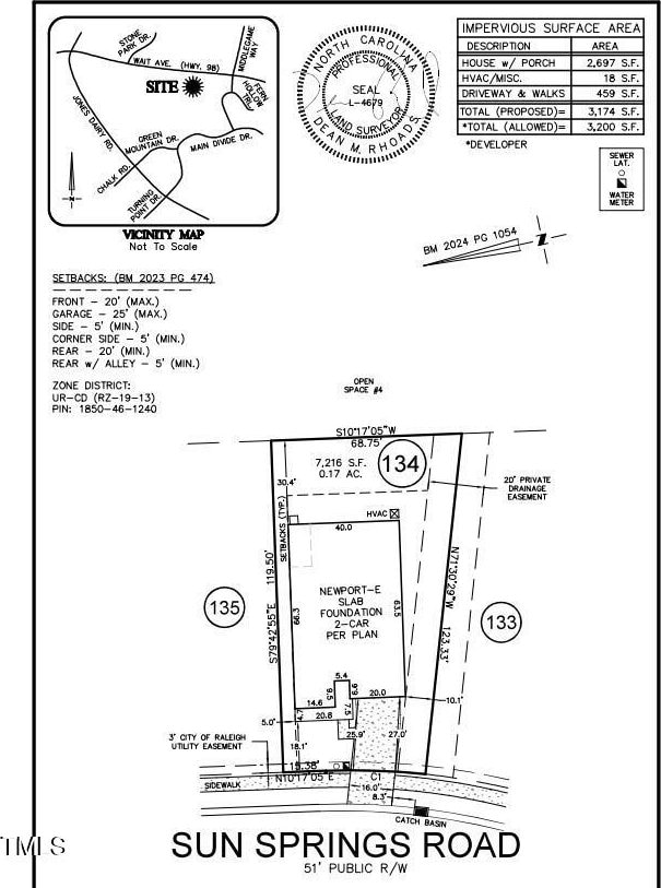 1124 Sun Springs Rd, Wake Forest, NC 27587 - survey map / technical document
