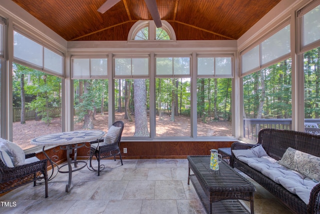 405 Widdington Ln, Cary, NC 27519 - sunroom / solarium featuring an outdoor living space, lofted ceiling, and a ceiling fan