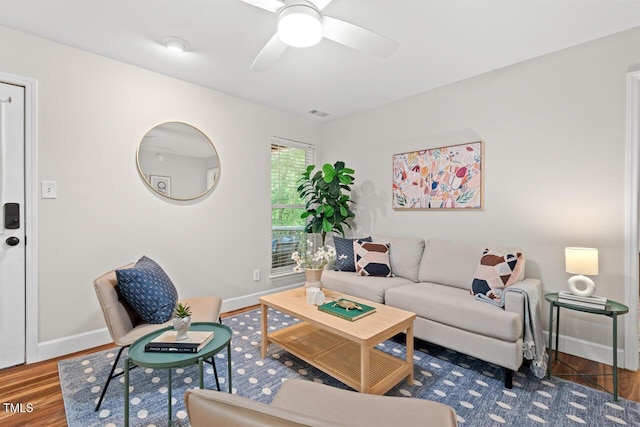 106 Choptank Ct Unit B-2, Cary, NC 27513 - living area with ceiling fan, baseboards, and wood finished floors