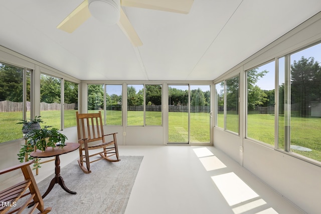 3705 Highland Creek Dr, Apex, NC 27539 - unfurnished sunroom with a ceiling fan