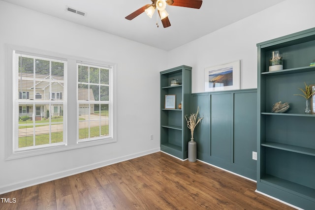 3705 Highland Creek Dr, Apex, NC 27539 - unfurnished room featuring a ceiling fan, dark wood-type flooring, and baseboards