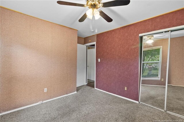 741 Ashboro St, Fayetteville, NC 28311 - unfurnished bedroom with carpet, a closet, and ceiling fan