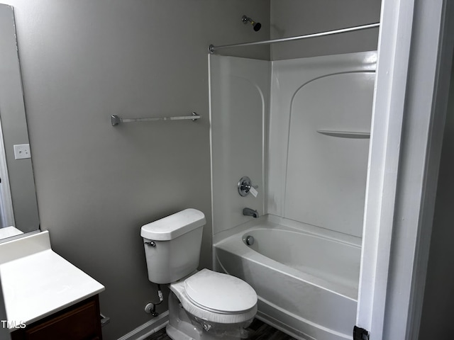 1527 Haywards Heath Ln, Apex, NC 27502 - bathroom featuring  shower combination, vanity, toilet, and baseboards