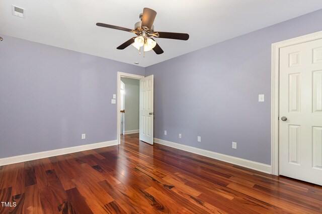 7604 Copper Creek Ct, Wake Forest, NC 27587 - empty room with a ceiling fan, wood finished floors, and baseboards