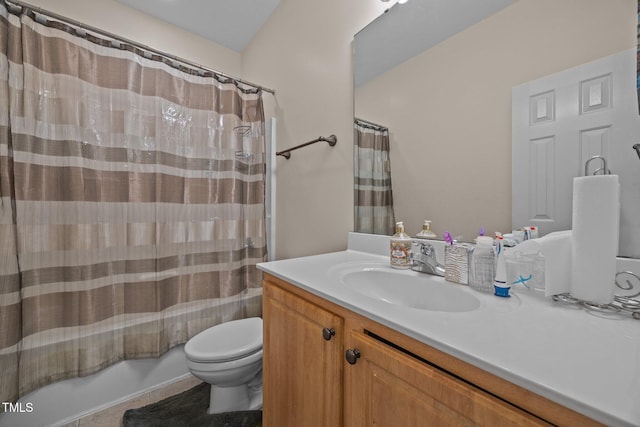 106 Oak Rd, Butner, NC 27509 - bathroom with toilet, vanity, and shower / bath combo with shower curtain