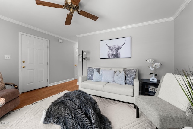 1731 Malone Rd Unit A, Burlington, NC 27215 - living area with ornamental molding, wood finished floors, ceiling fan, and baseboards