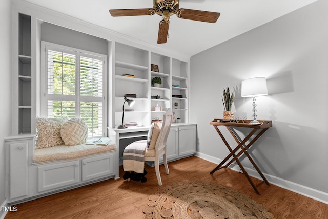 1731 Malone Rd Unit A, Burlington, NC 27215 - office area with light wood-type flooring, a ceiling fan, and baseboards