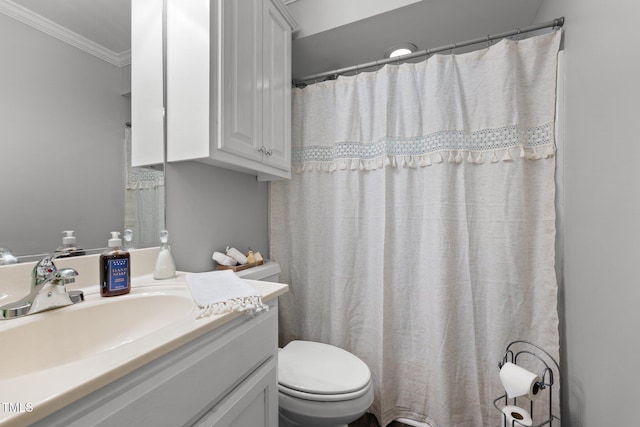 1731 Malone Rd Unit A, Burlington, NC 27215 - full bathroom featuring toilet, crown molding, vanity, and a shower with curtain