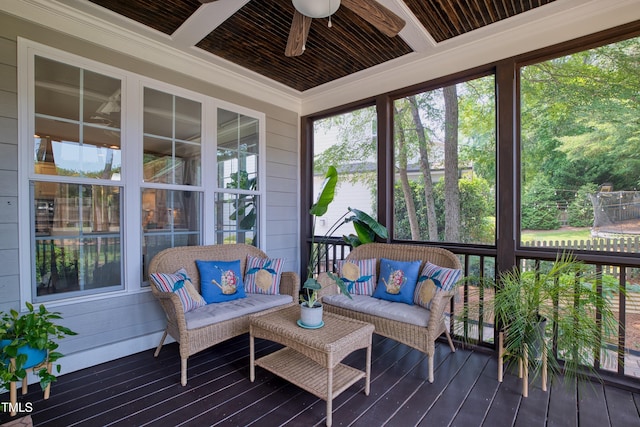 1161 Golden Star Way, Wake Forest, NC 27587 - sunroom featuring ceiling fan and an outdoor living space