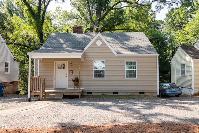 522 E Club Blvd, Durham, NC 27704 - view of front of property with crawl space, a chimney, roof with shingles, and a porch