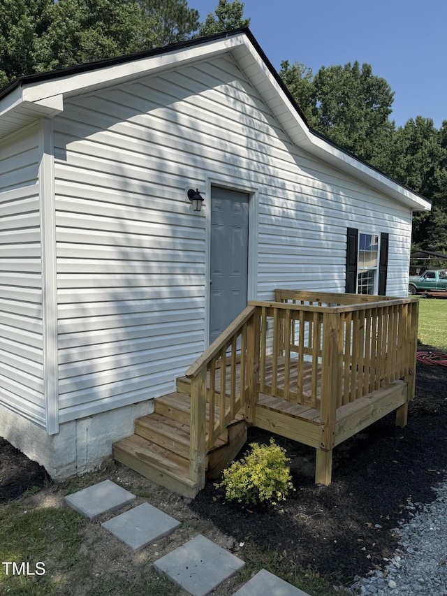 203 Hope St, Erwin, NC 28339 - rear view of property with a wooden deck