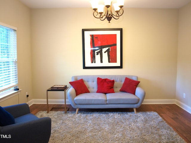 3650 Pleasants Ridge Dr, Wake Forest, NC 27587 - living room with a chandelier, wood finished floors, and healthy amount of natural light