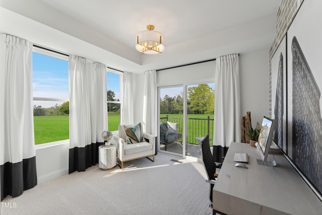 142 N White St # 100, Wake Forest, NC 27587 - carpeted office featuring a chandelier and baseboards