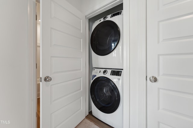 142 N White St # 100, Wake Forest, NC 27587 - laundry area featuring stacked washer / drying machine