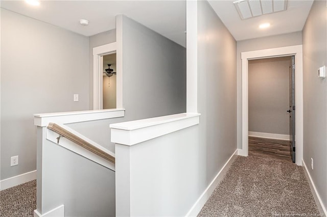 3029 Candlelight Dr, Fayetteville, NC 28311 - hall featuring baseboards, an upstairs landing, and carpet flooring
