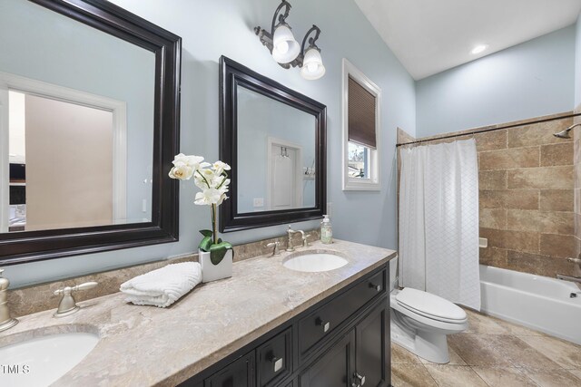 1006 Henny Pl, Raleigh, NC 27614 - full bathroom featuring double vanity, toilet, and shower / bath combo