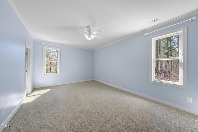 1006 Henny Pl, Raleigh, NC 27614 - unfurnished room with ceiling fan, crown molding, healthy amount of natural light, and baseboards