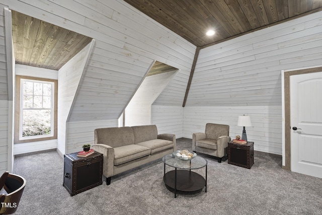 1006 Henny Pl, Raleigh, NC 27614 - living area with wooden ceiling, carpet floors, and wooden walls