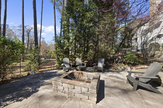 1006 Henny Pl, Raleigh, NC 27614 - view of patio / terrace featuring a fire pit