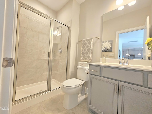 1412 Queen Trigger Dr, Fuquay Varina, NC 27526 - bathroom with vanity, toilet, and a stall shower
