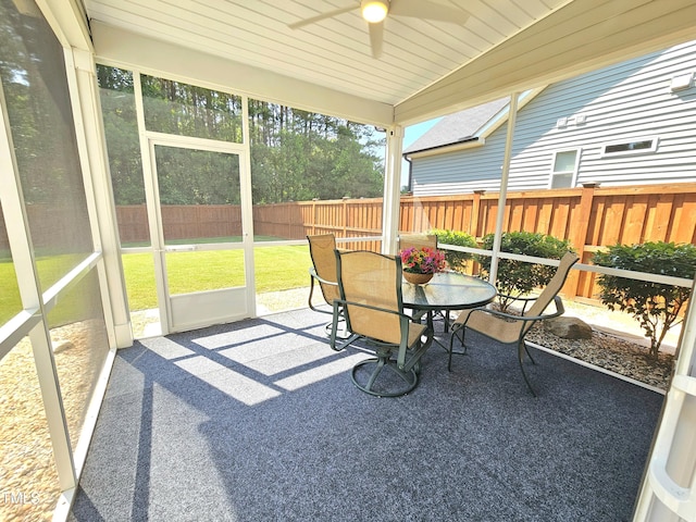 1412 Queen Trigger Dr, Fuquay Varina, NC 27526 - sunroom with a ceiling fan and outdoor dining space