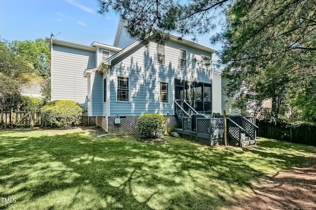 908 Town Side Dr, Apex, NC 27502 - back of property with stairway and a sunroom