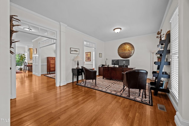 1412 Kings Lassiter Way, Raleigh, NC 27614 - office area with wood finished floors, ornamental molding, and baseboards