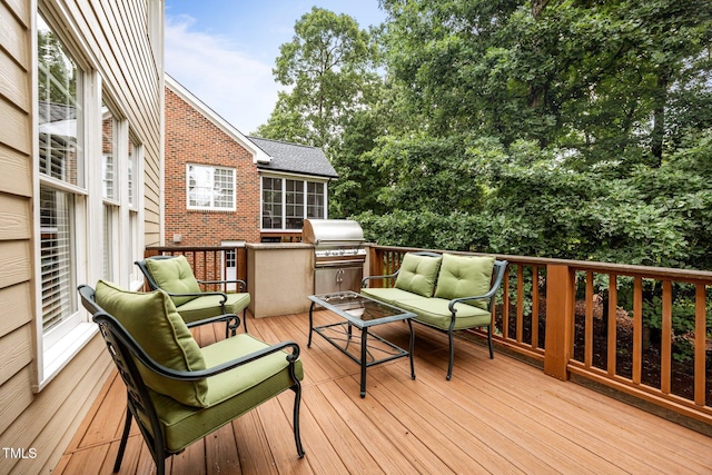 1412 Kings Lassiter Way, Raleigh, NC 27614 - wooden terrace featuring a grill and outdoor lounge area
