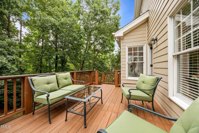 1412 Kings Lassiter Way, Raleigh, NC 27614 - wooden terrace featuring outdoor lounge area