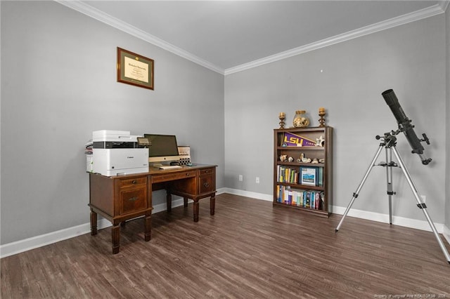 3024 Eagle Crest Ln, Fayetteville, NC 28306 - office area with wood finished floors, crown molding, and baseboards