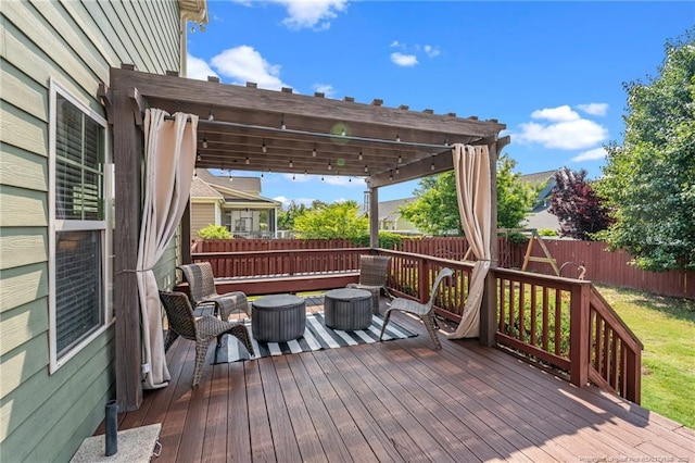 3024 Eagle Crest Ln, Fayetteville, NC 28306 - wooden deck with a fenced backyard and a pergola