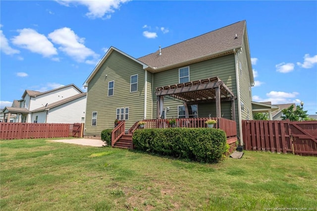 3024 Eagle Crest Ln, Fayetteville, NC 28306 - back of property featuring a pergola, a wooden deck, and a patio area