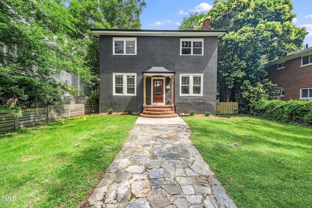 924 W Trinity Ave, Durham, NC 27701 - colonial-style house with stucco siding and a chimney