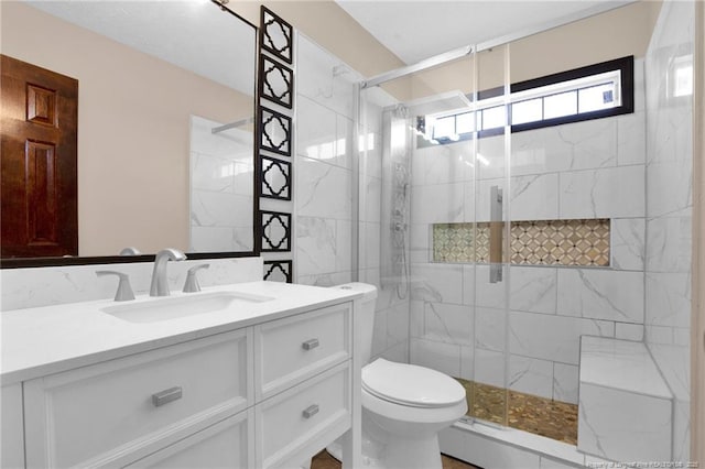 5533 Shady Pine Ct, Hope Mills, NC 28348 - bathroom with a shower stall, vanity, and toilet