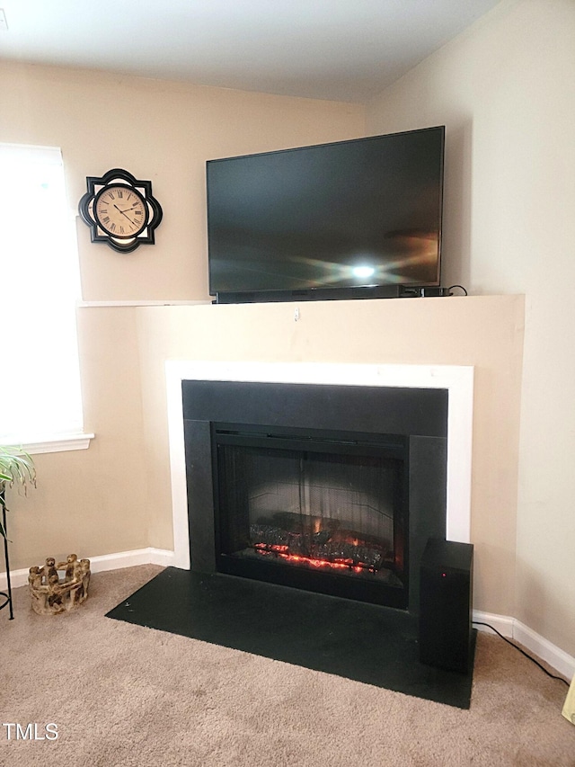 5126 Thornton Knoll Way, Raleigh, NC 27616 - detailed view of a fireplace with flush hearth and carpet flooring