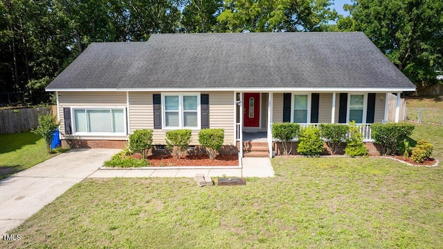 6767 Cedar Chest Ct, Fayetteville, NC 28314 - view of front of property with a porch, roof with shingles, and crawl space