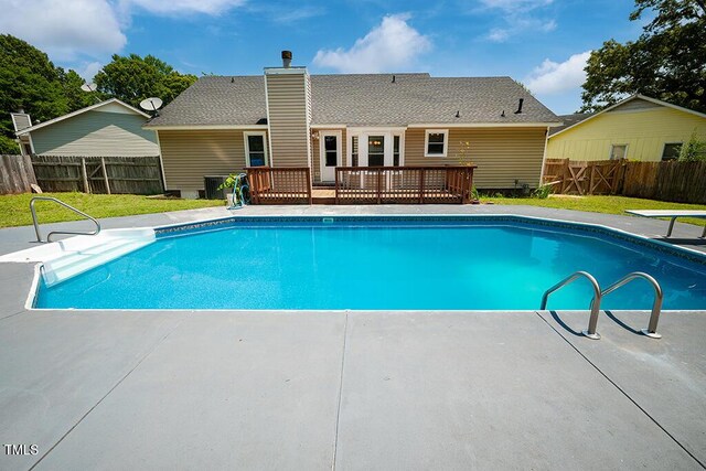 6767 Cedar Chest Ct, Fayetteville, NC 28314 - view of pool featuring a wooden deck and a diving board