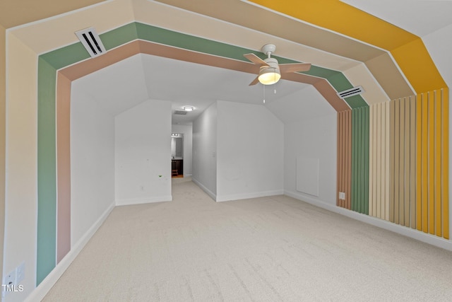 904 Pirouette Ct, Raleigh, NC 27606 - bonus room featuring carpet flooring, lofted ceiling, ceiling fan, and baseboards