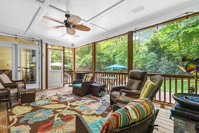 7401 Heartland Dr, Wake Forest, NC 27587 - sunroom with an outdoor living space and a ceiling fan
