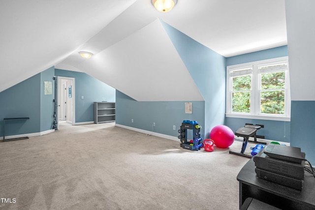 7401 Heartland Dr, Wake Forest, NC 27587 - playroom with vaulted ceiling, carpet, and baseboards
