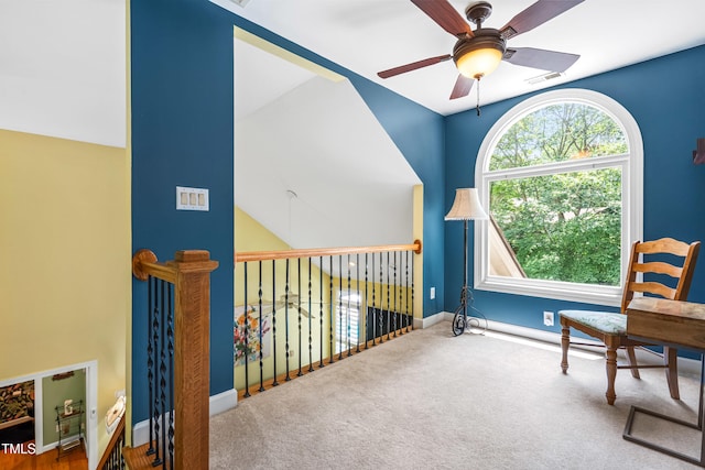 7401 Heartland Dr, Wake Forest, NC 27587 - sitting room featuring a ceiling fan, baseboards, and carpet