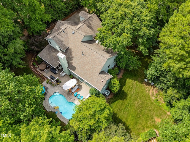 7401 Heartland Dr, Wake Forest, NC 27587 - aerial view of property and surrounding area with a pool