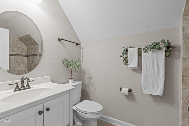 297 Curragh Cv, Fuquay Varina, NC 27526 - full bathroom with toilet, lofted ceiling, and vanity