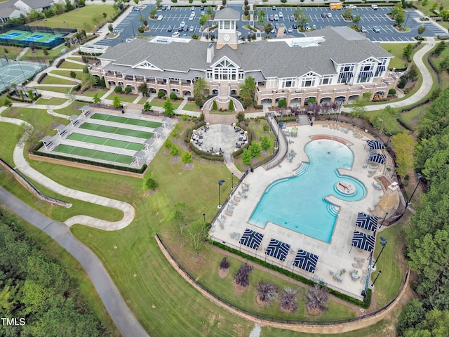 123 Turnstone Dr, Durham, NC 27703 - drone / aerial view of a pool