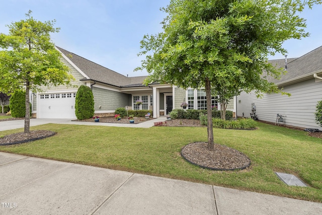 123 Turnstone Dr, Durham, NC 27703 - single story home with a garage, a front lawn, concrete driveway, and roof with shingles