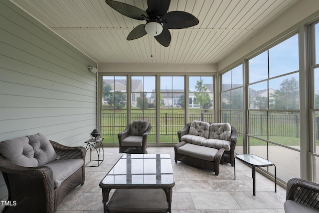 123 Turnstone Dr, Durham, NC 27703 - sunroom / solarium featuring an outdoor hangout area and a ceiling fan
