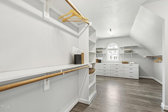 825 Highwater Pl, Fuquay Varina, NC 27526 - spacious closet featuring dark wood-type flooring and lofted ceiling